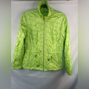 Zenergy by Chicos lime green jacket, crinkled and in a wind suit material